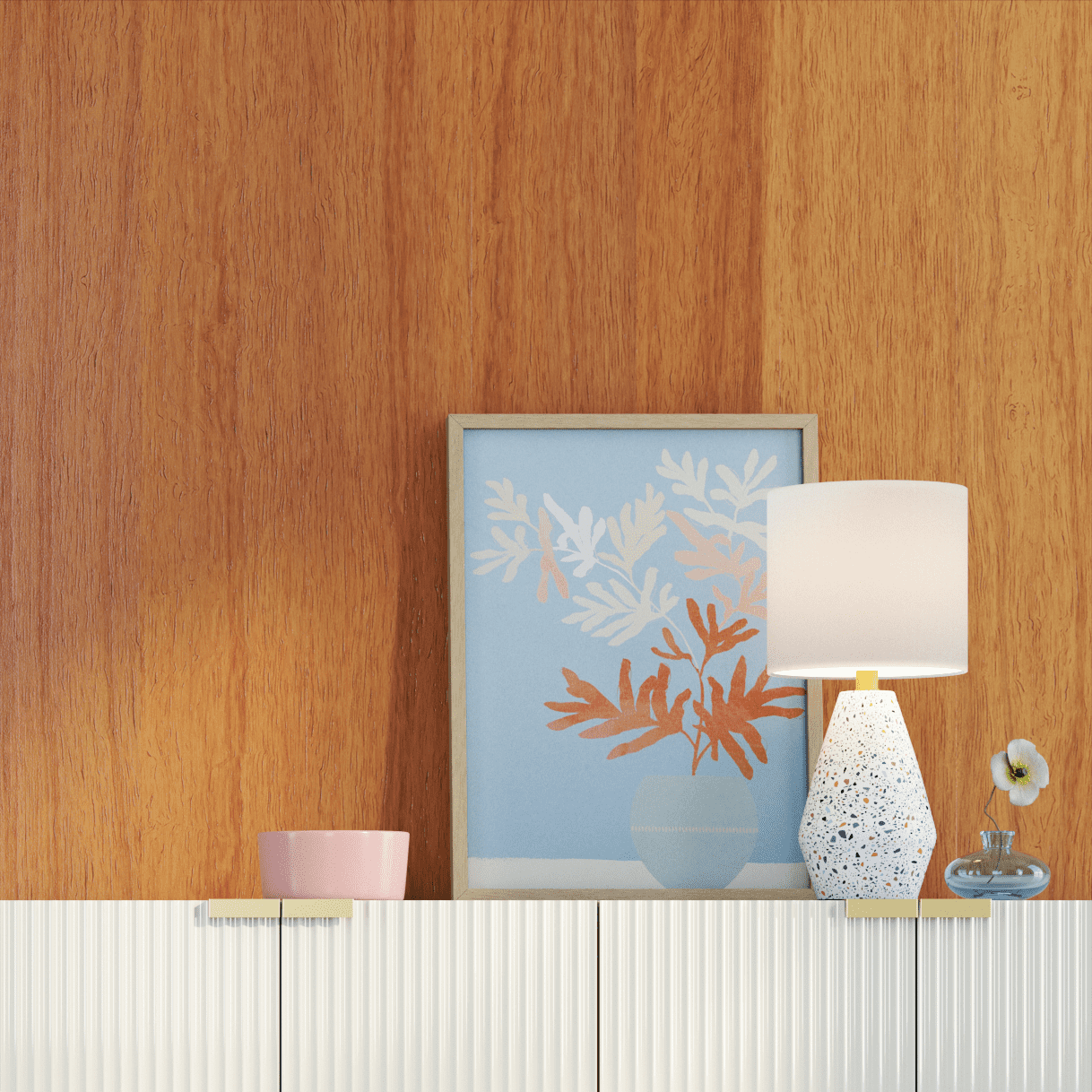 Mainstays Terrazzo Table Lamp with White Drum Shade, 16.75