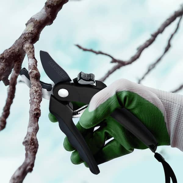 Professional Stainless Steel Heavy-Duty Black Garden Anvil Pruning Shears
