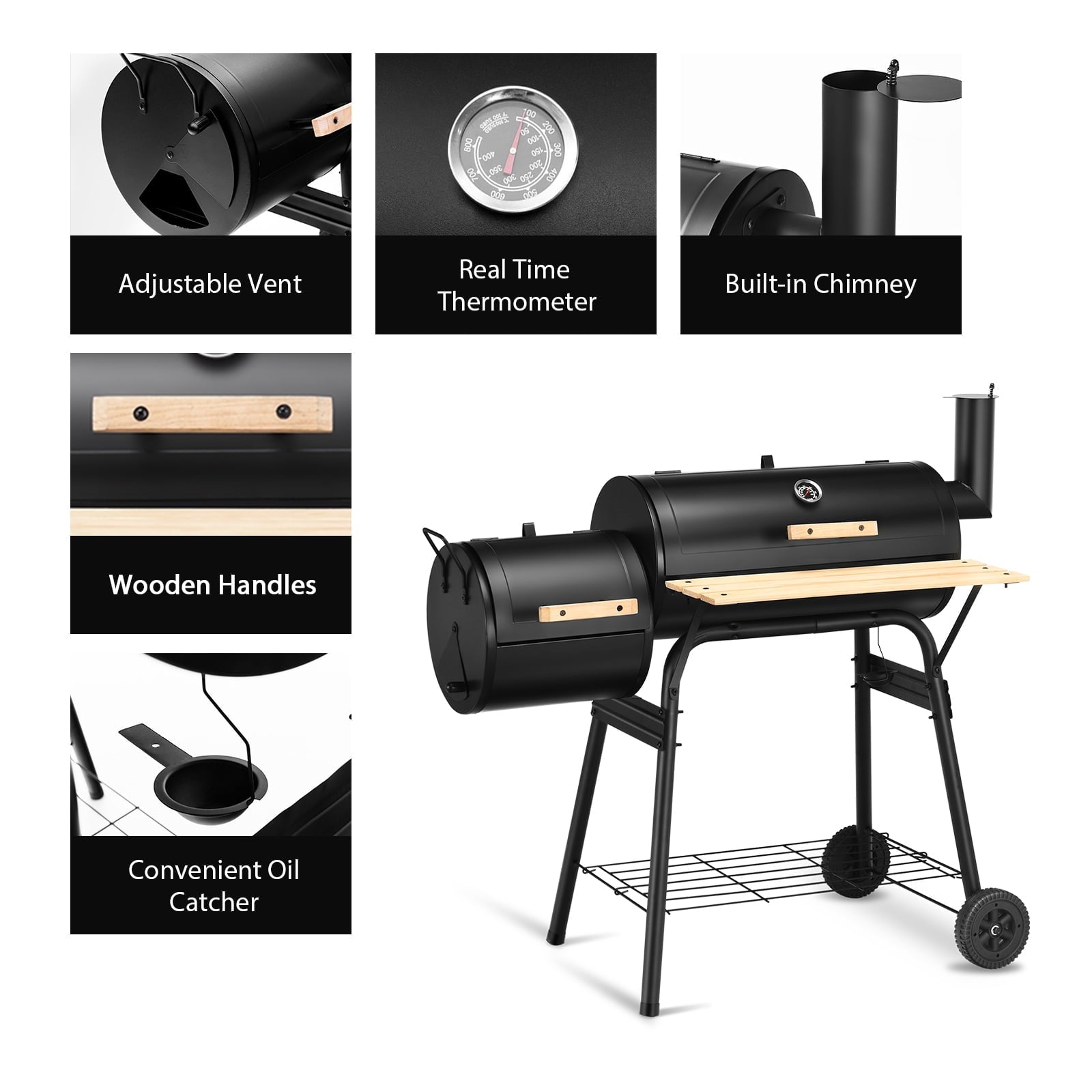 Topbuy BBQ Grill Charcoal Barbecue Meat Smoker Backyard Camping