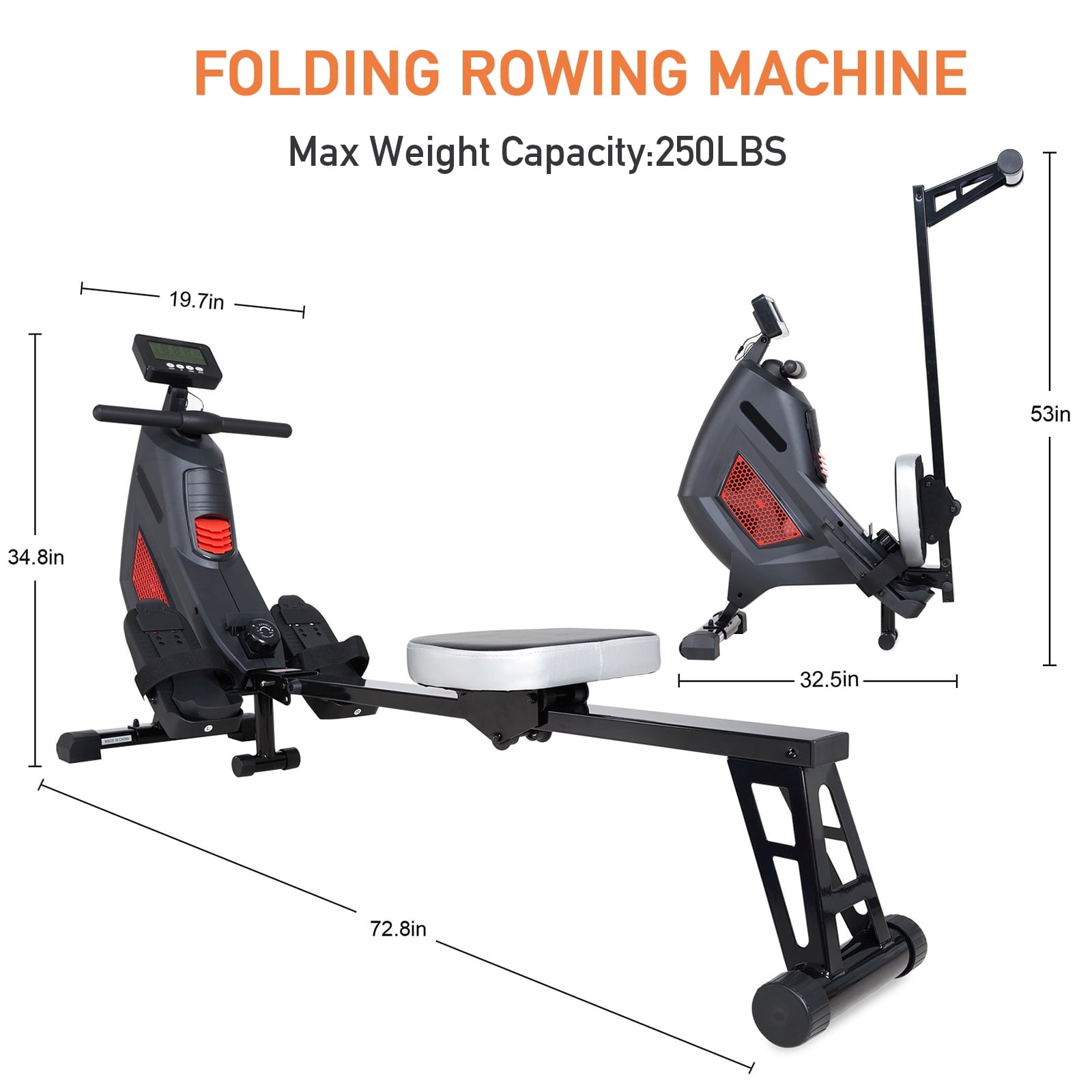 Naipo Rowing Machine Magnetic & Air Dual Folding Rower for Home Use 250lbs Max Weight Rower for Exercise Gyms Training