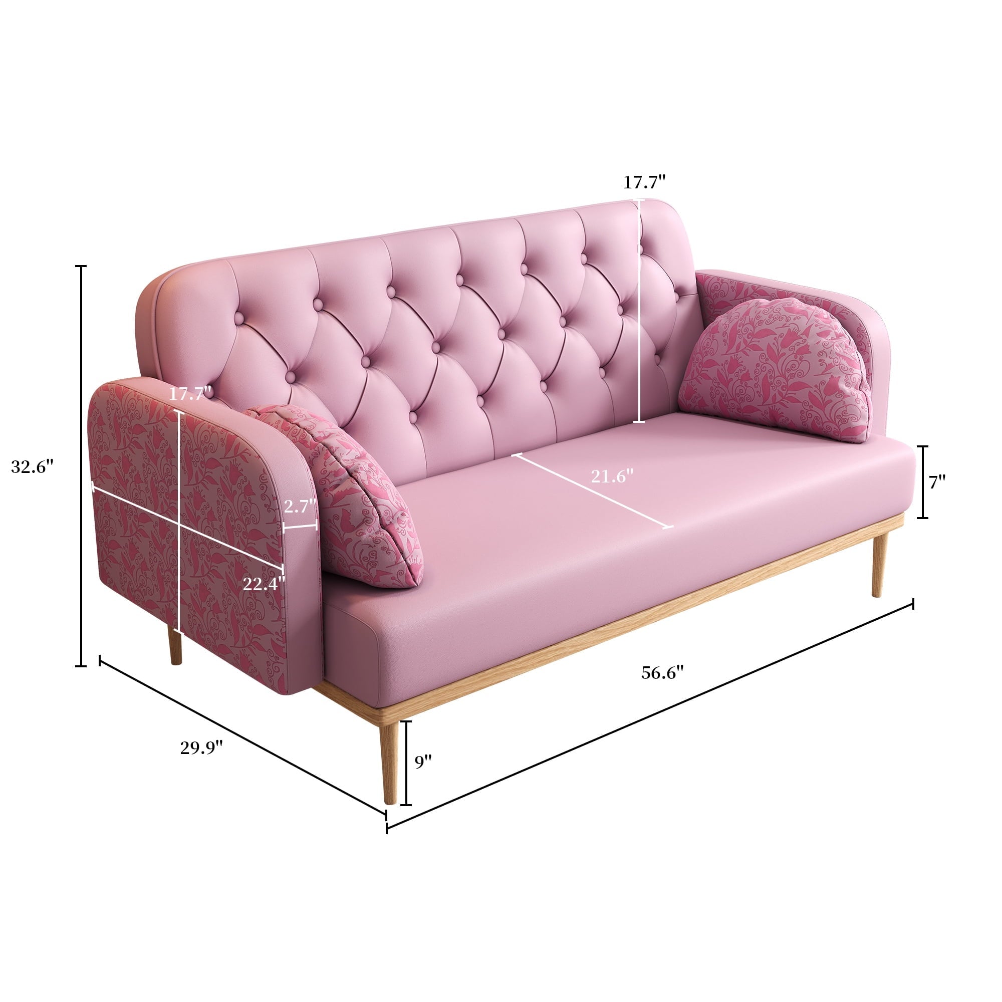 Yocwo Modern Leather blend Loveseat Sofa for Living Room, Pink