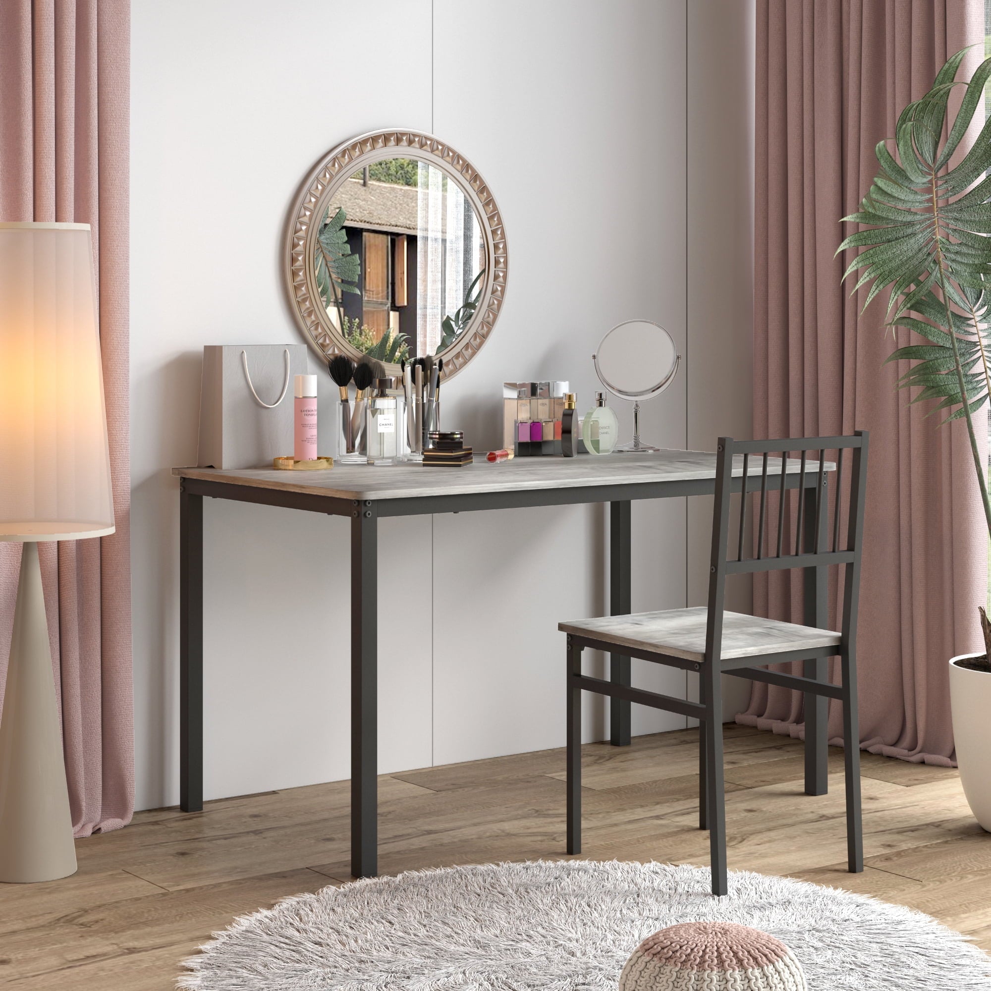 Dining Table Set, 4 Piece Dining Room Table Set for Small Spaces, Kitchen Table with 2 Chairs and a Long Bench, Space-Saving Table Set for Kitchen, Dining Room, Restaurant - Easy to Assemble