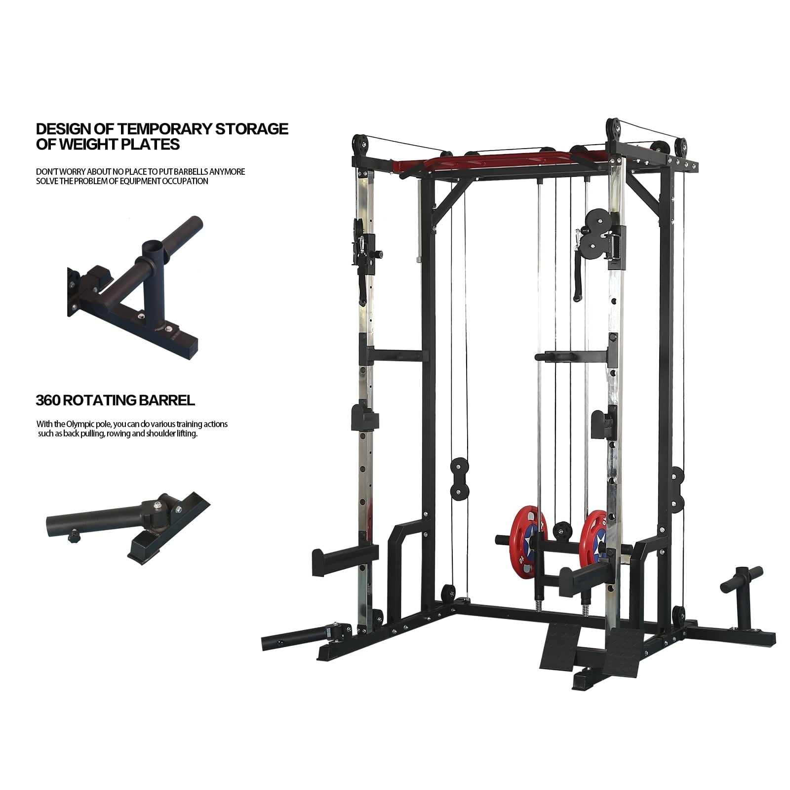 1400LBS Capacity Power Cage Rack, Professional Home Gym Equipment with Adjustable Cable Crossover System, Full Body Training System Heavy-Duty Squat Racks for Fitness Enthusiast
