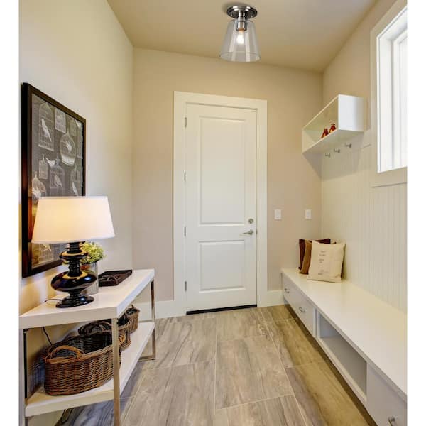 Gaspar 7 in. Brushed Nickel Flush Mount Clear Glass