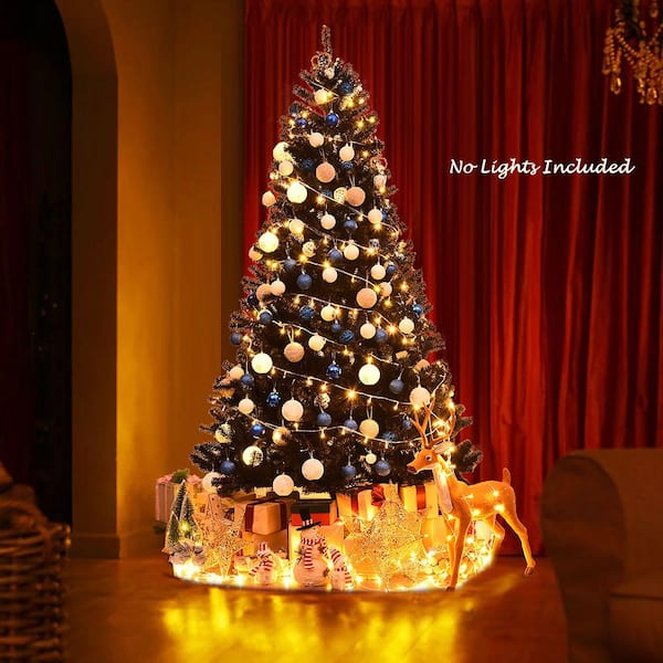 7.5 ft. Unlit Halloween Artificial Christmas Tree with 1258 Tips Metal Stand Black