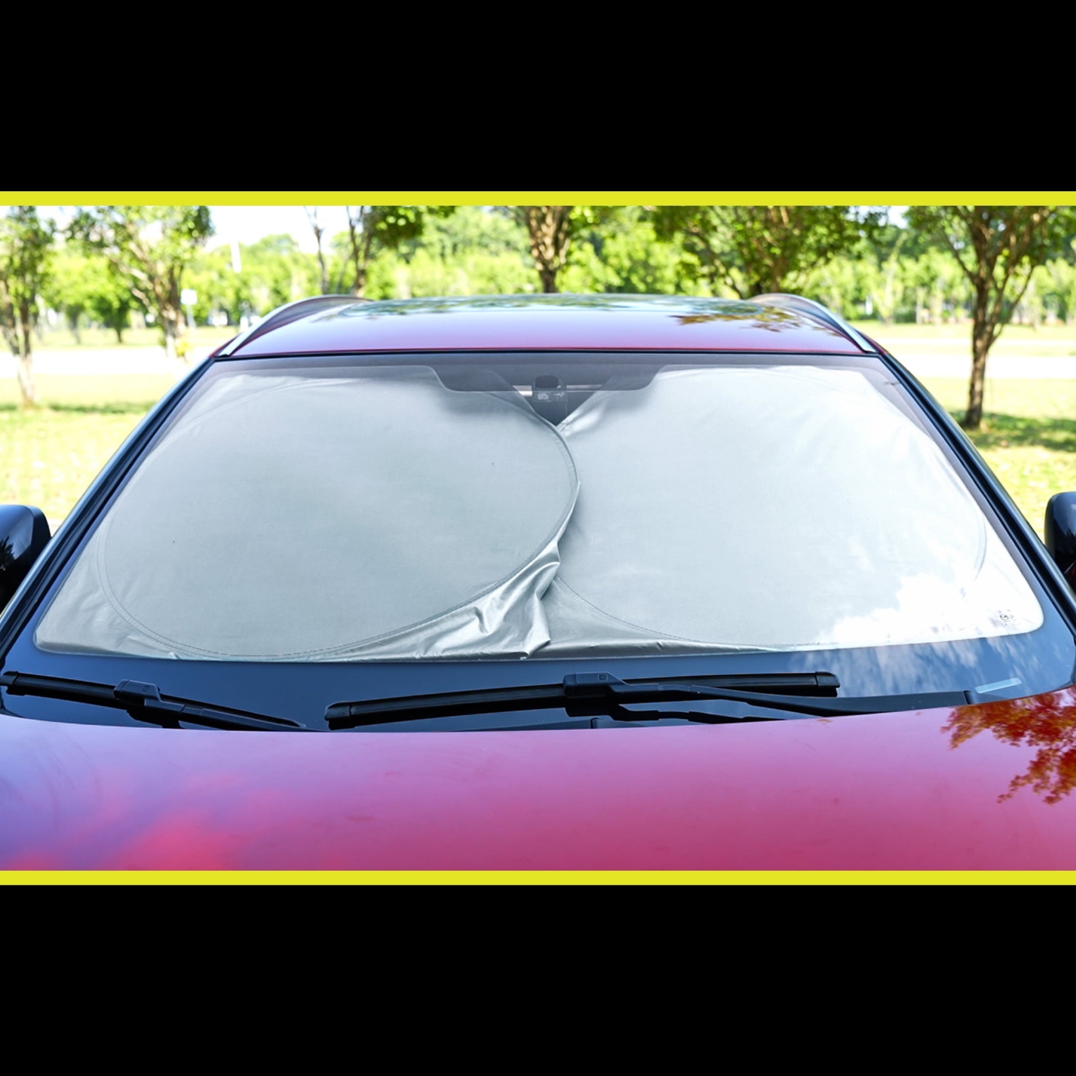 Auto Drive Double Rings Windshield AD22D-83 Twist Sun Shade 1 Pack, 63