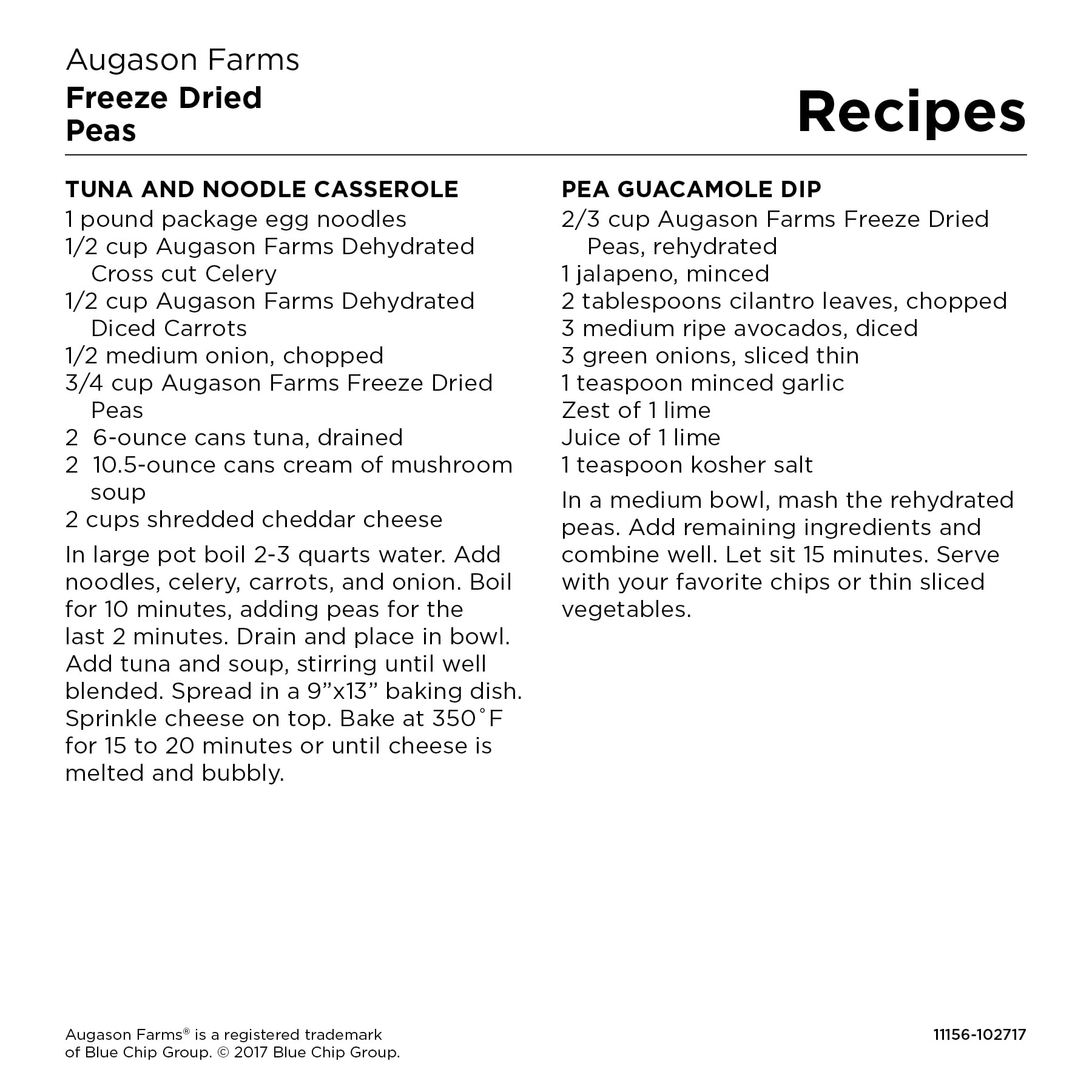 Augason Farms Freeze Dried Peas 1 lb No. 10 Can