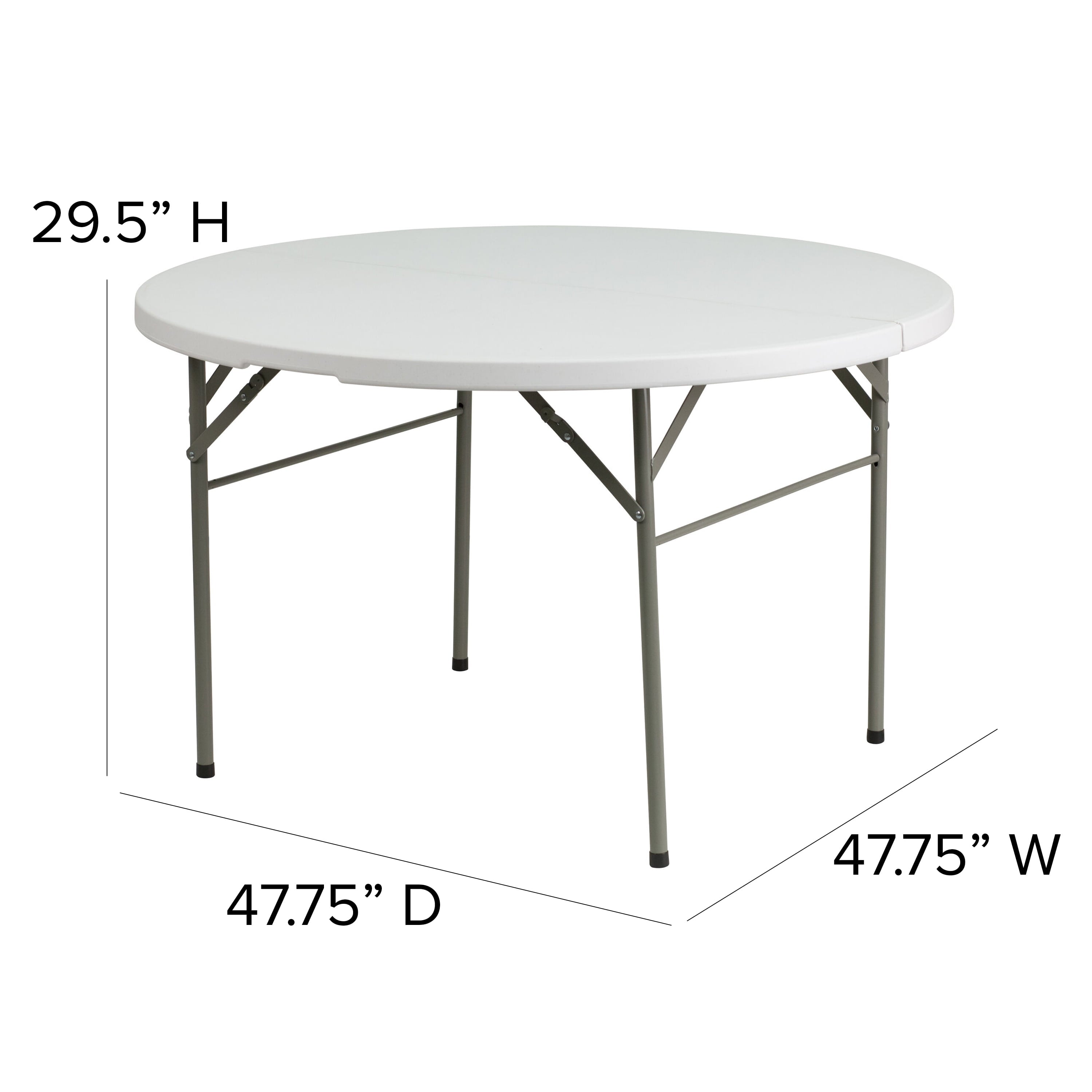 Emma + Oliver 4-Foot Round Bi-Fold Granite White Plastic Event Folding Table with Handle
