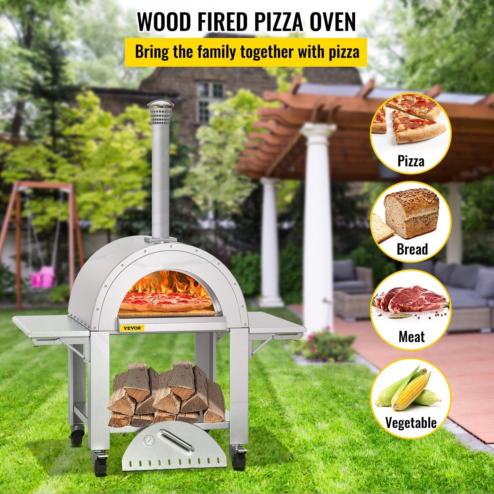 VEVOR Wood Fired Outdoor Pizza Oven, 32