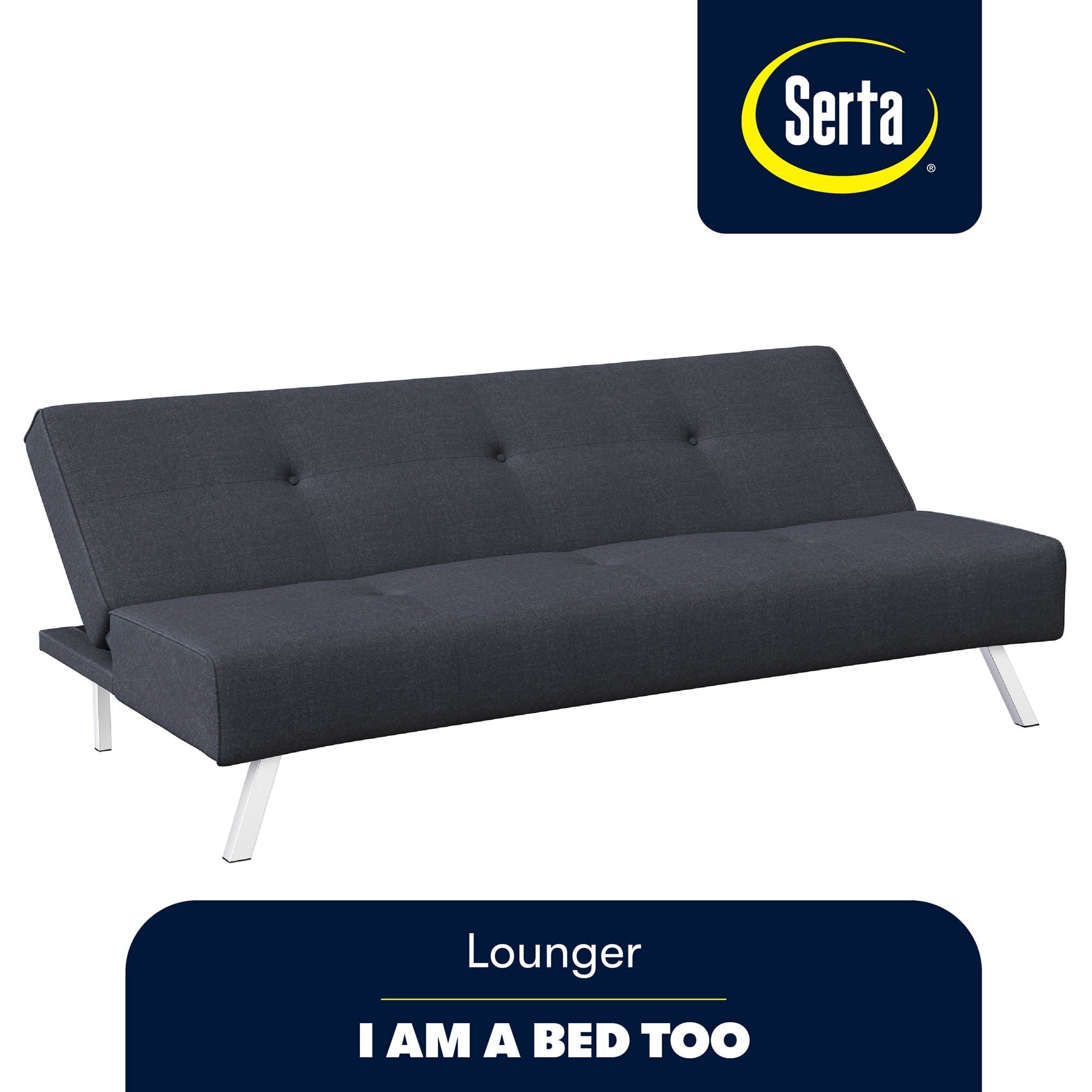 Serta Shirley Modern Tufted Futon, Charcoal Gray Fabric