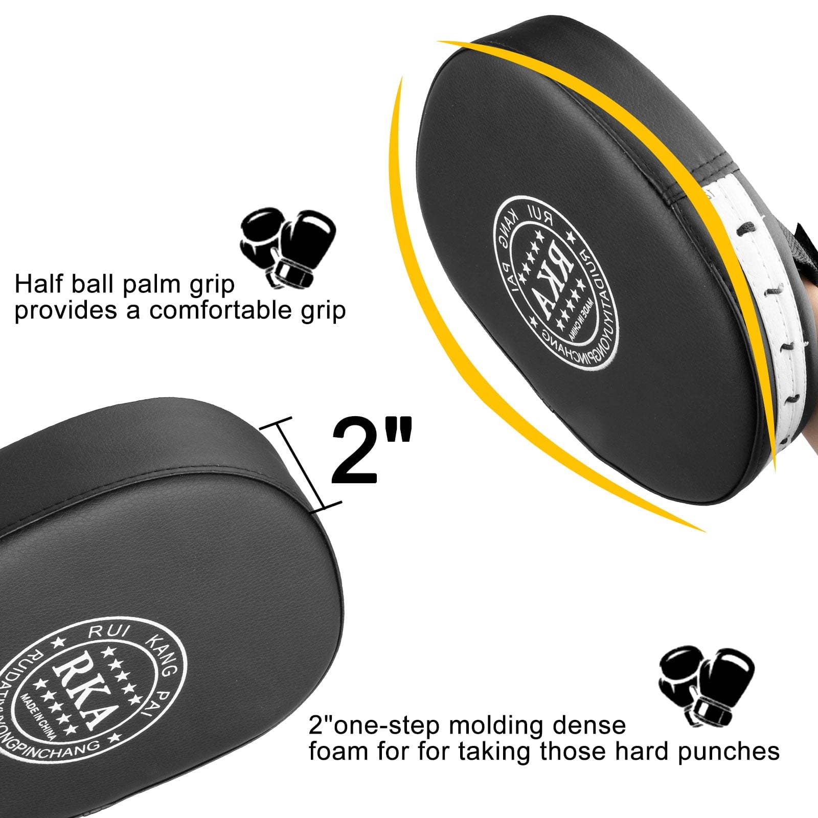 2pcs Boxing Mitts, EEEkit MMA Punching Boxing Training Hand Pads PU Leather Punching Kicking Palm Pads Training Boxing Target Pad,  Ideal for Karate, Muay Thai Kick, Sparring