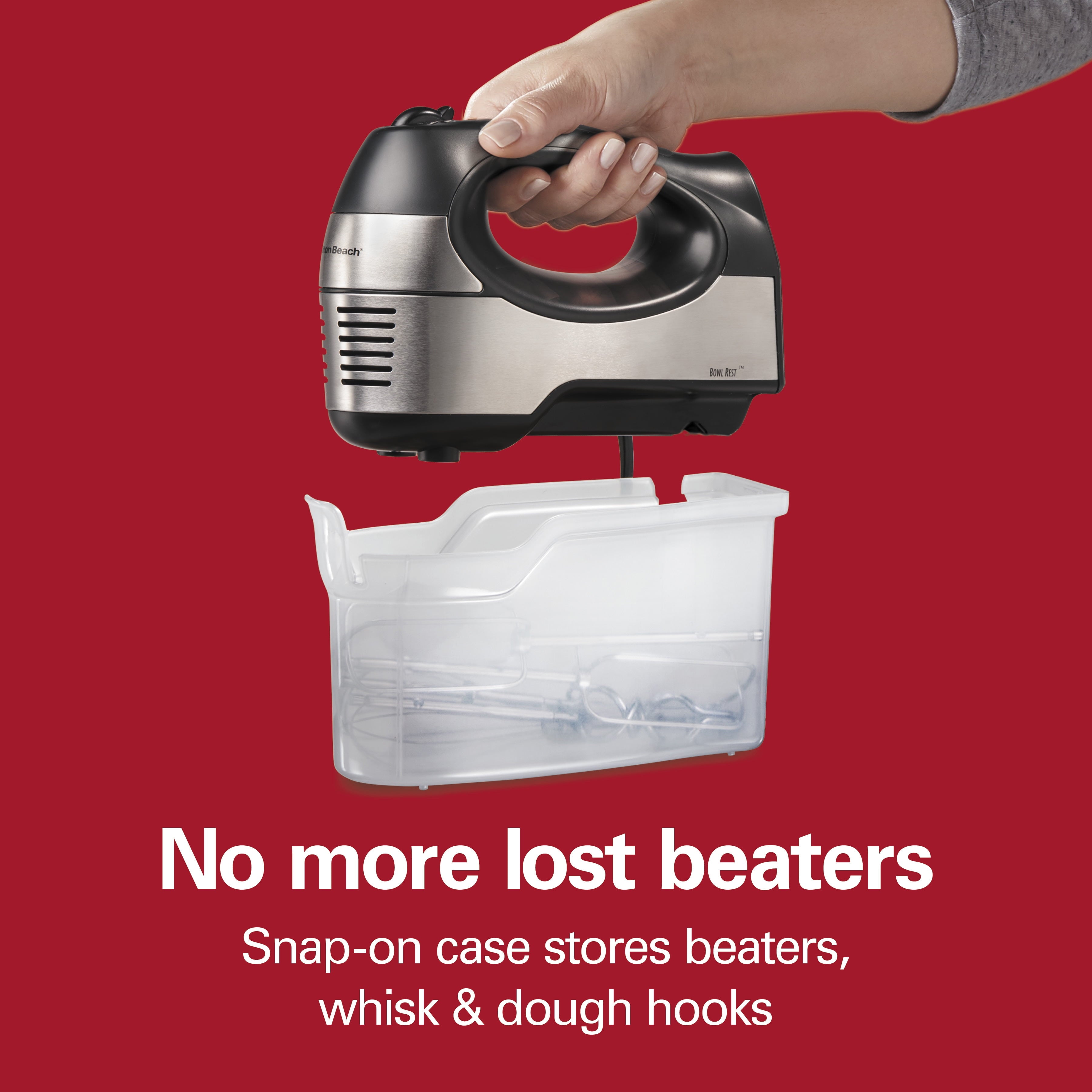 Hamilton Beach 6 Speed Performance Hand Mixer, Includes Case, 5 Attachments, Stainless Steel, 62646F