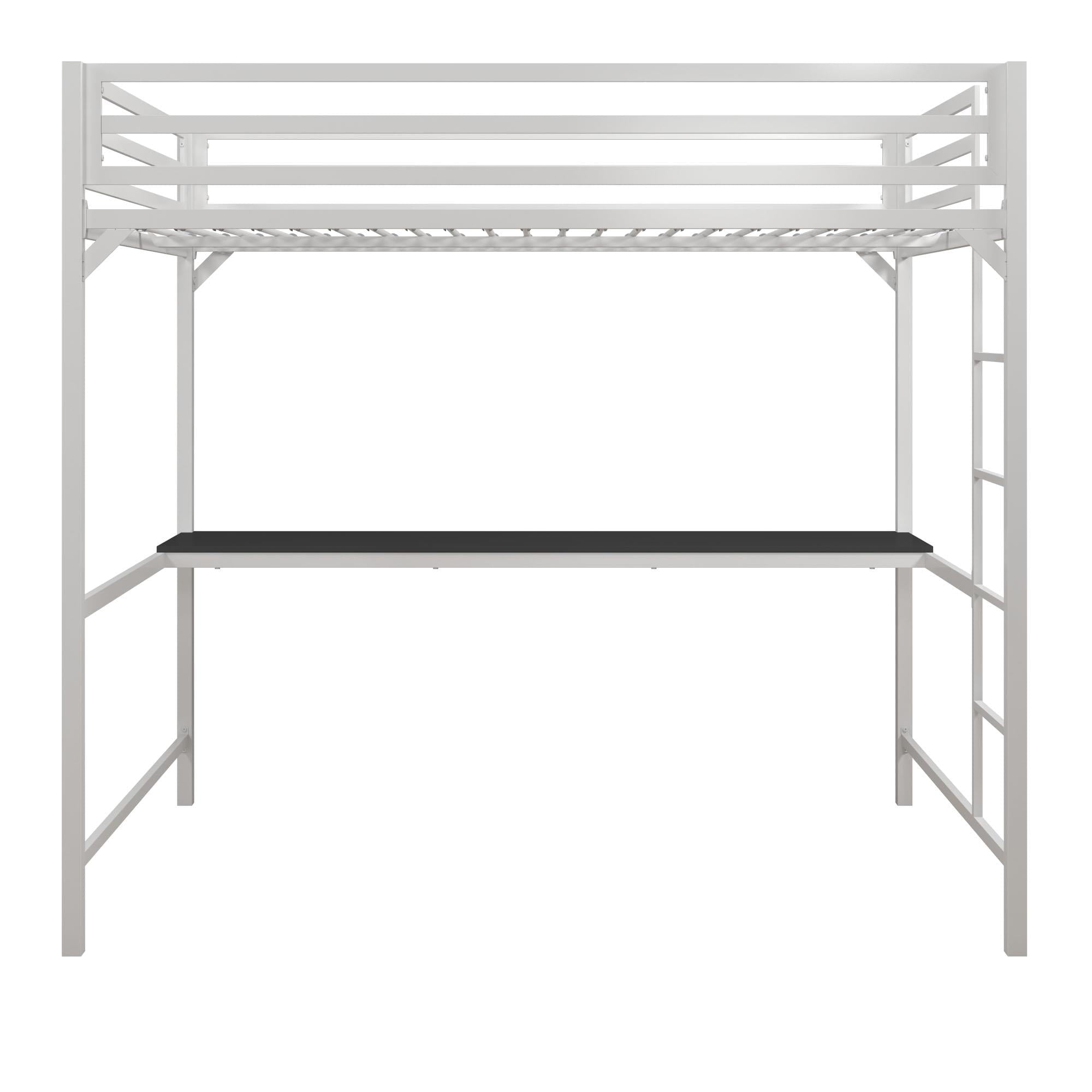 DHP Miles Metal Full Loft Bed with Desk, White