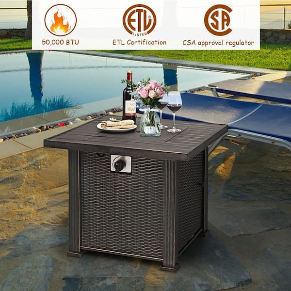 30 in. W Steel Propane Outdoor Patio Fire Pit Table