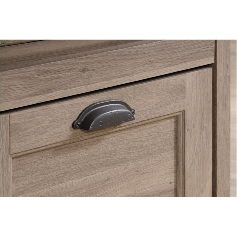 Bowery Hill Traditional Wood Executive Desk with File Drawer in Salt Oak