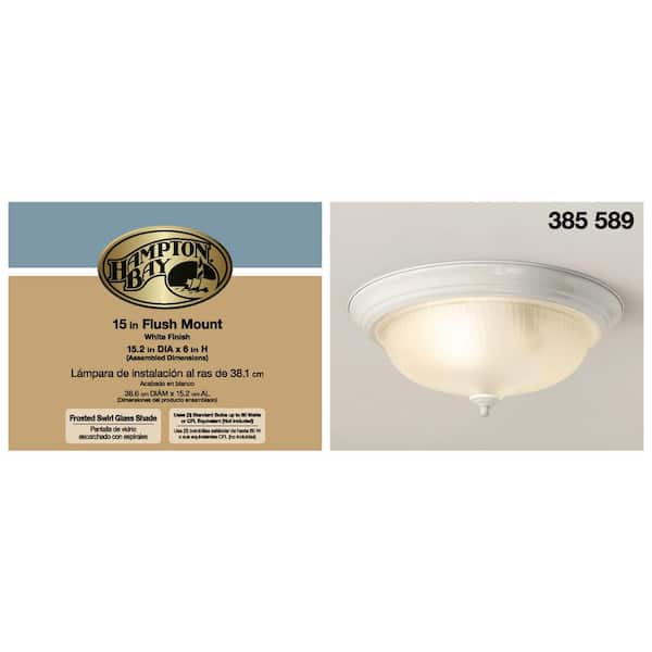 15 in. 3-Light White Dome Flush Mount with White Glass Shade