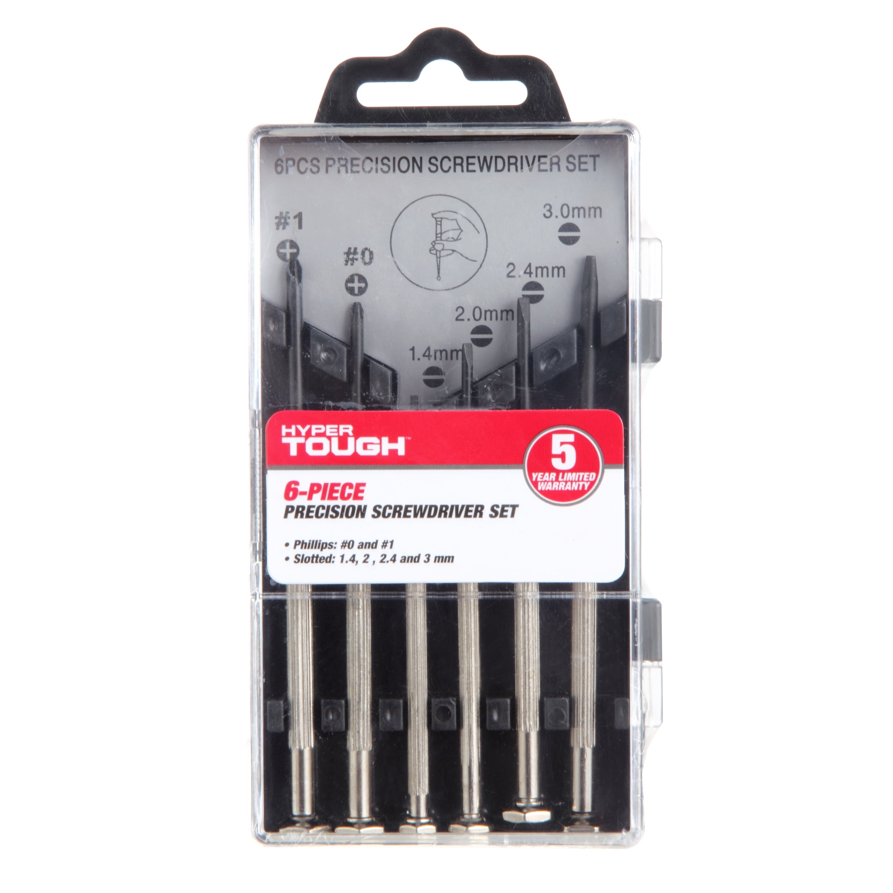 Hyper Tough 6 Piece Precision Philips and Slotted Screwdriver Set TS80037R