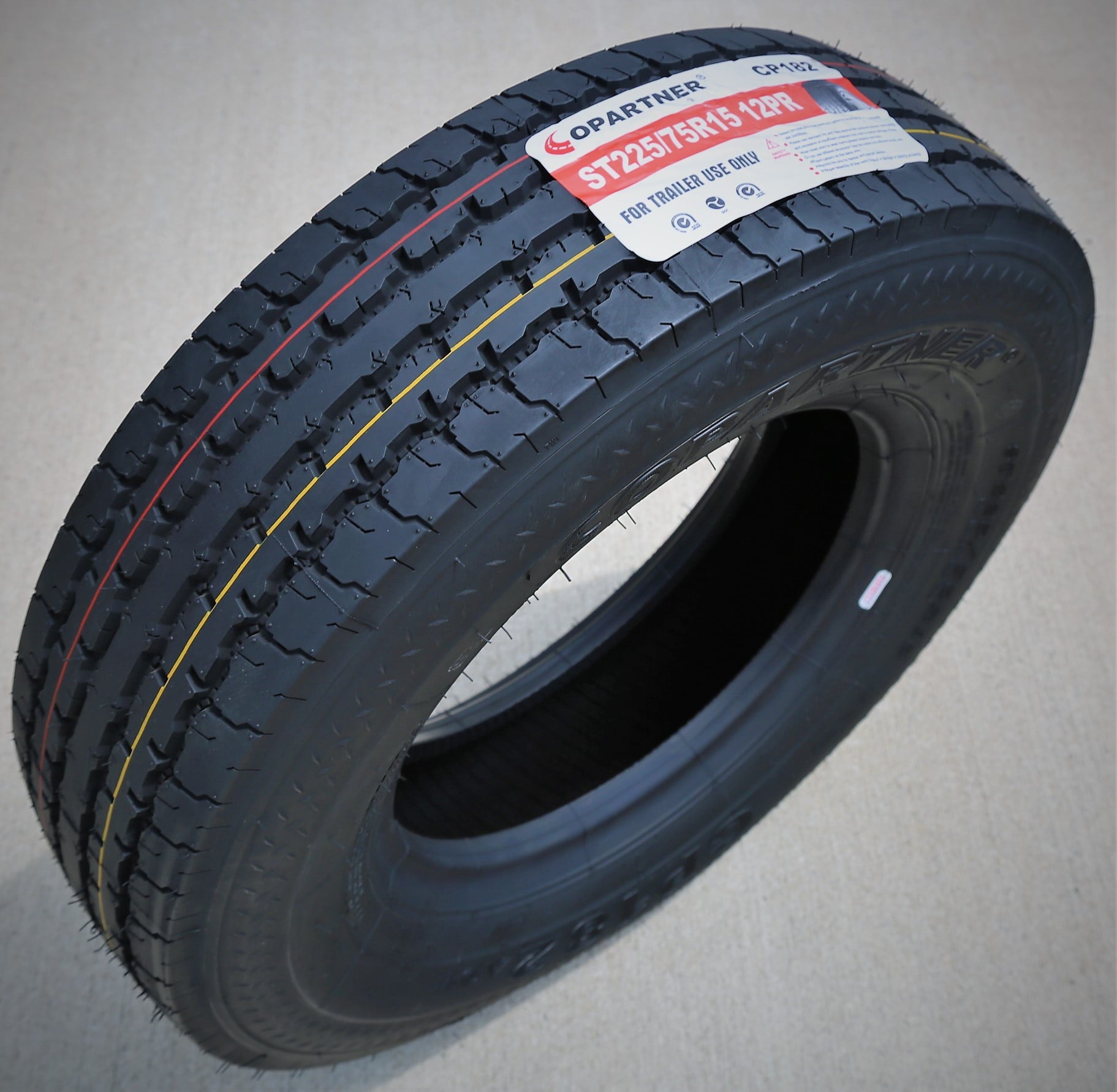 Copartner CP182 All Steel ST 225/75R15 Load F 12 Ply Trailer Tire