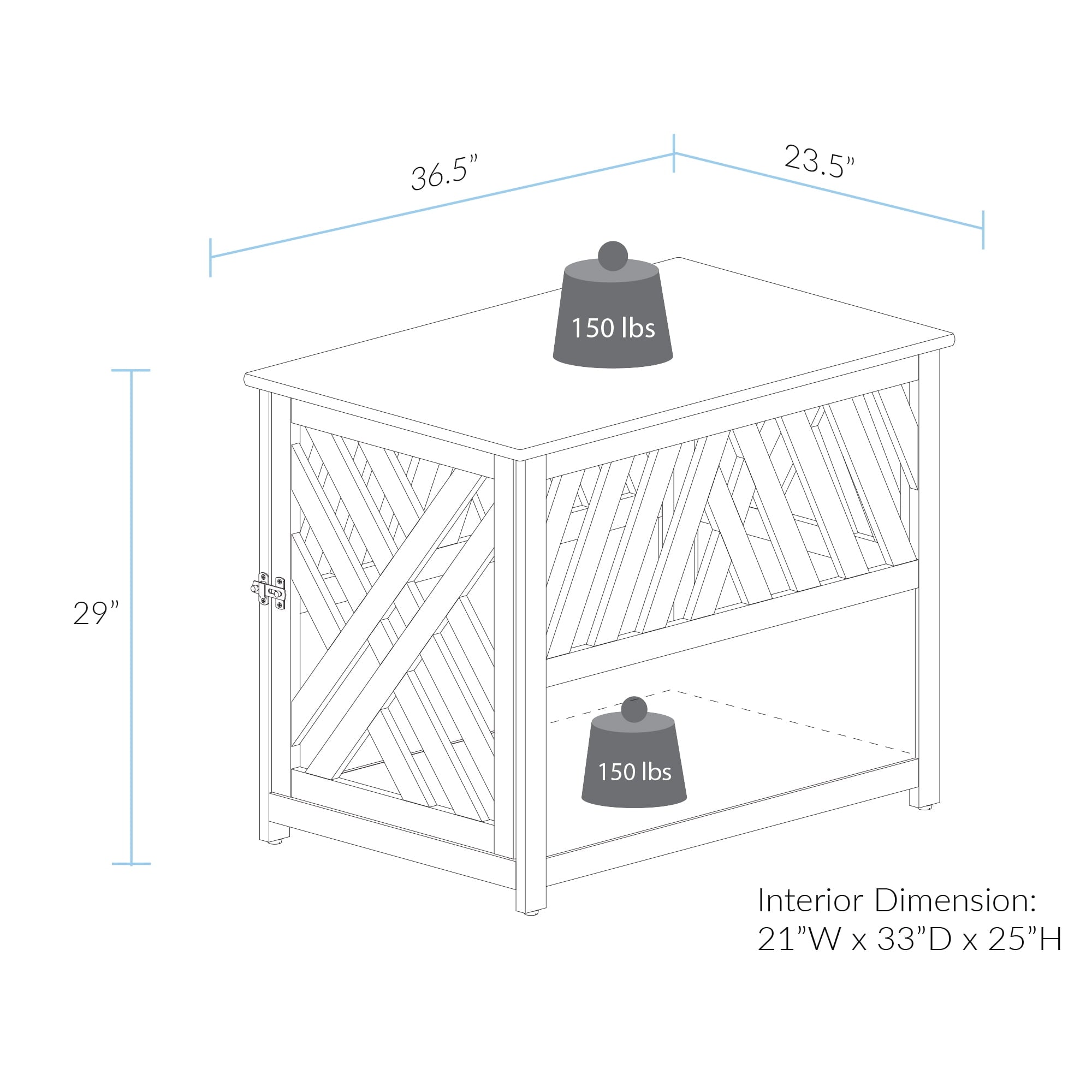 Casual Home Modern Lattice Wooden Pet Crate End Table, Espresso, Medium, 33
