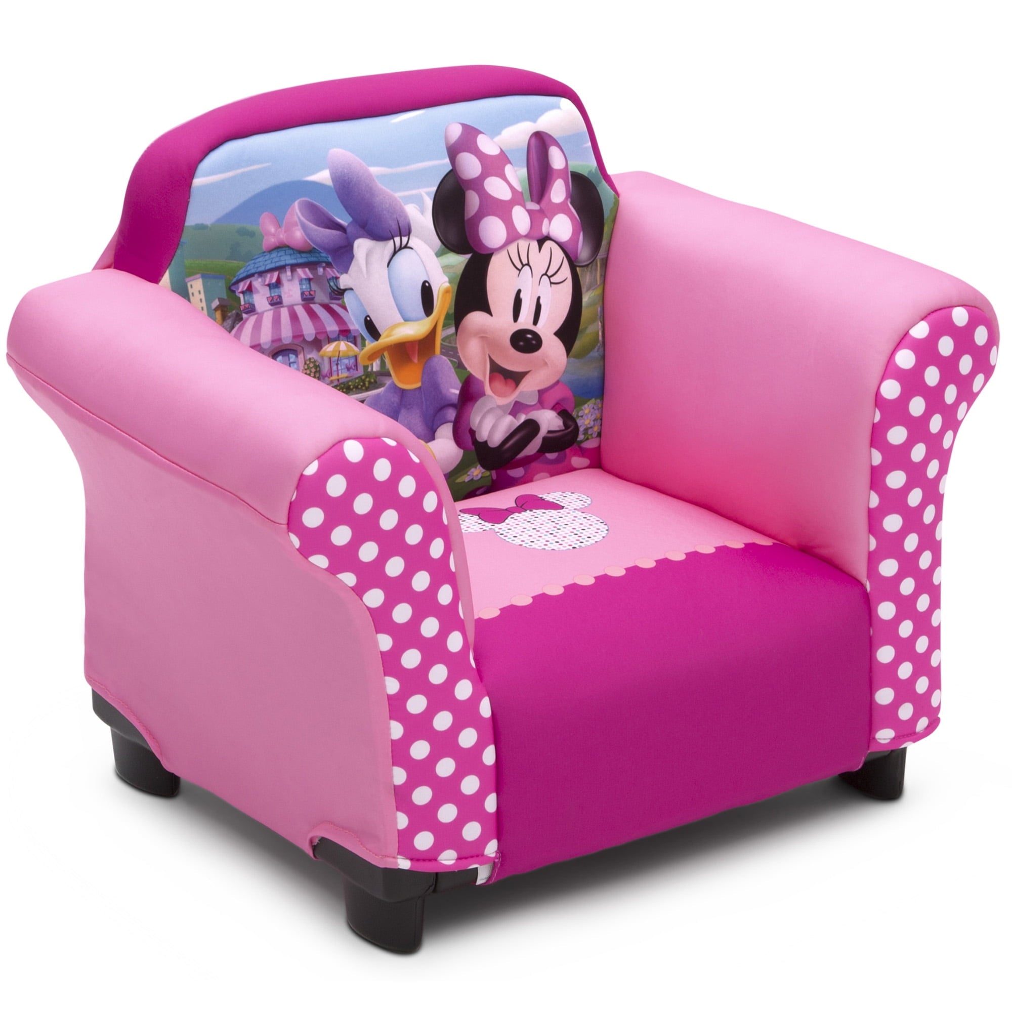 Delta Children Disney Minnie Mouse Kids Upholstered Chair with Sculpted Plastic Frame