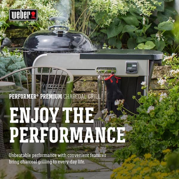 22 in. Performer Premium Charcoal Grill in Black with Built-In Thermometer and Digital Timer