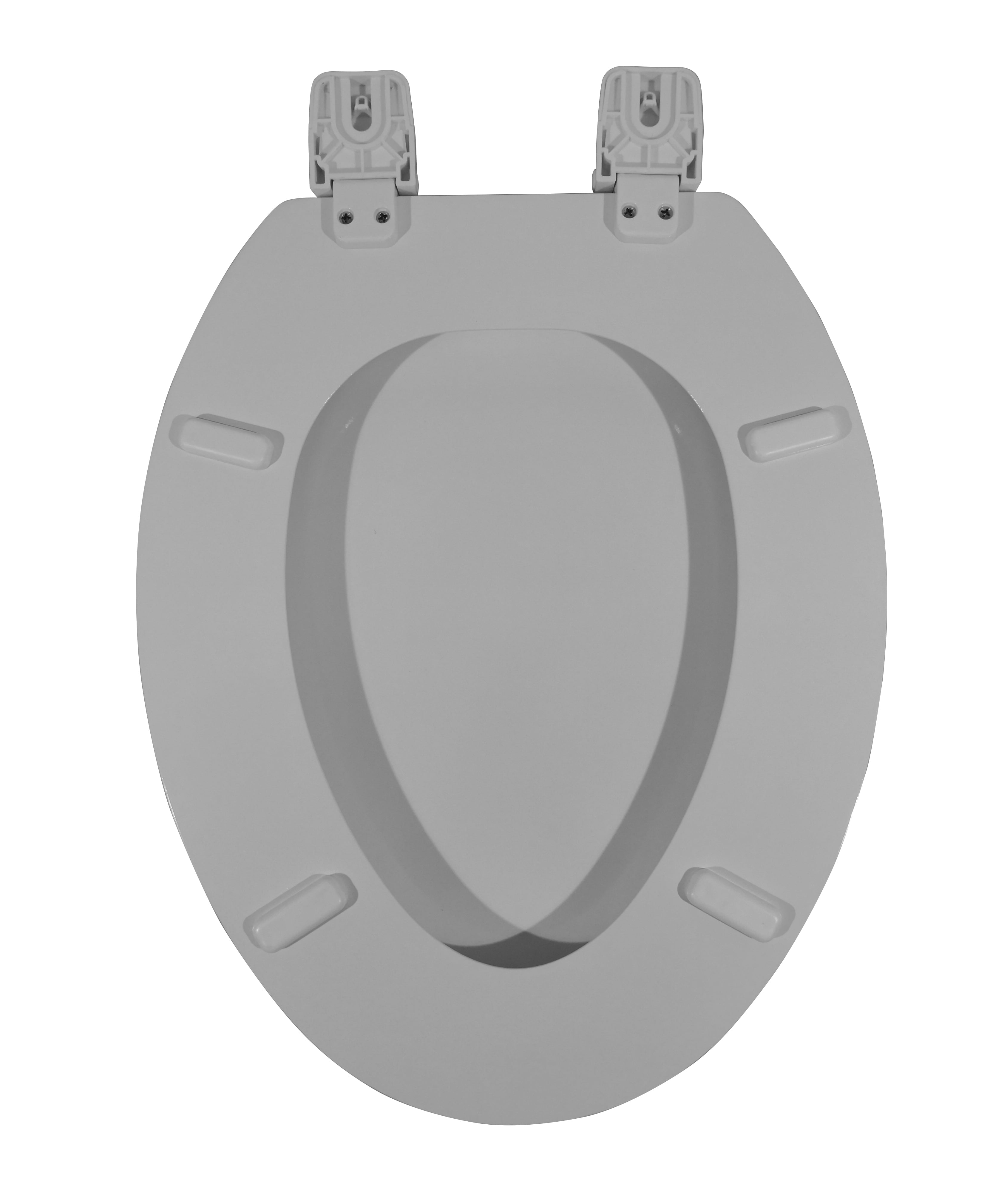 Mainstays Elongated White Wood Toilet Seat, Easy Clean
