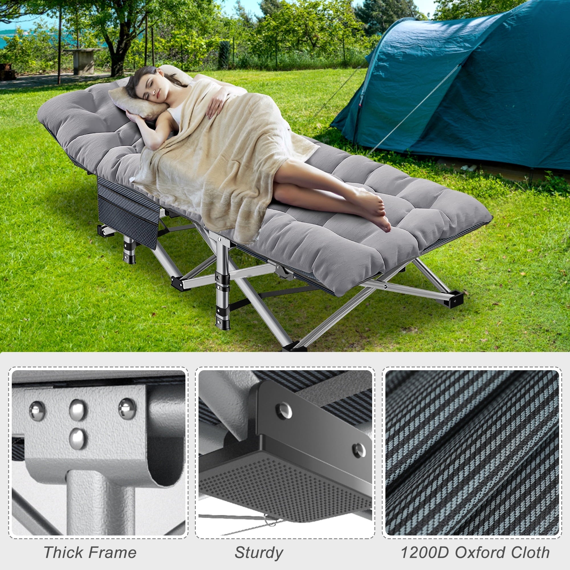 Slsy Folding Bed Cot with 3.3 Inch 2 Sided Mattress, 28