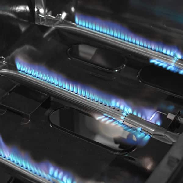 3-Burner Open Cart Propane Gas Grill in Black