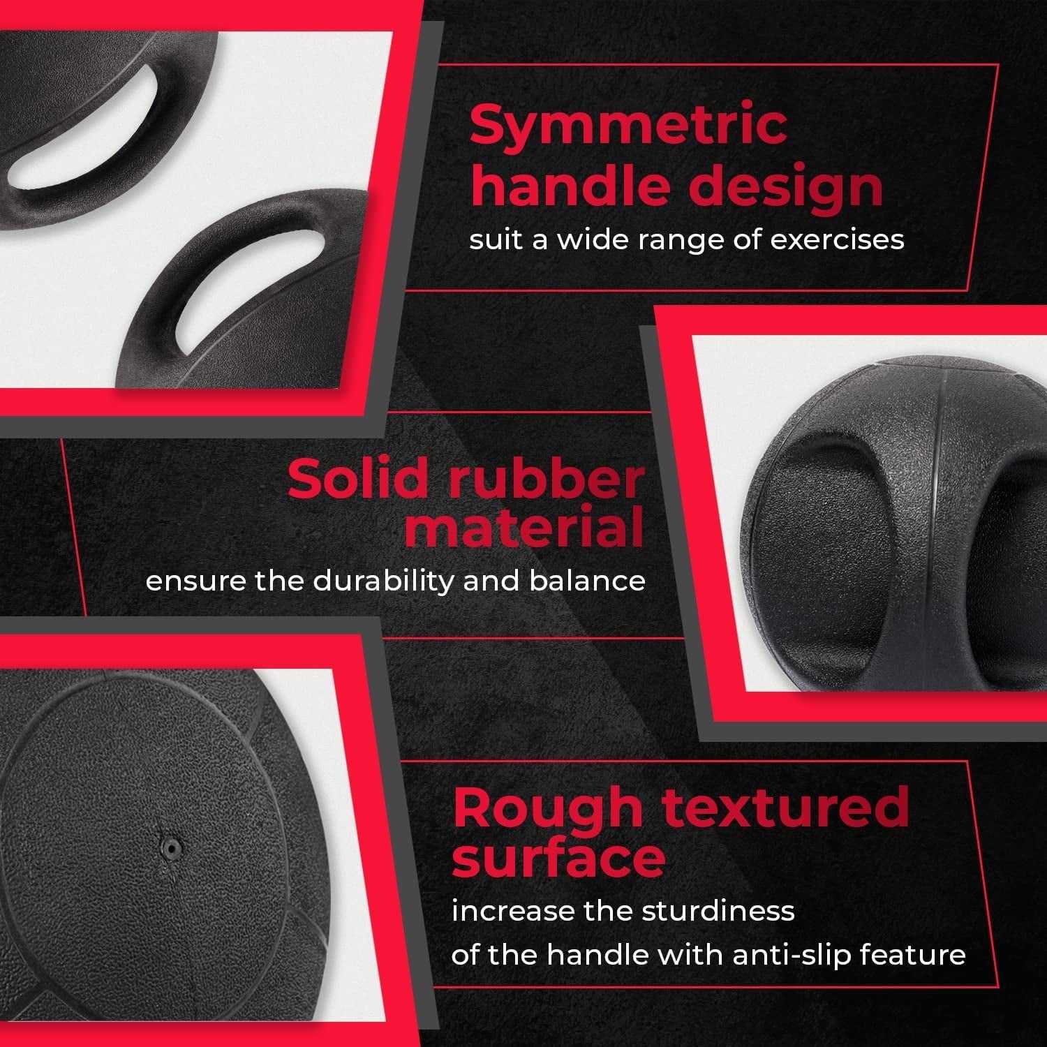 Yes4All 8lb Med Exercise Ball 2 grip (with handle), Black