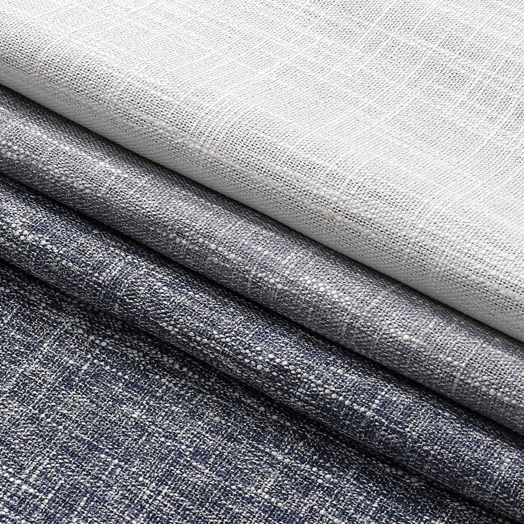 Uptown Home Indigo Blue White Ombre Full Blackout Window Curtain Panels Linen Texture Greyish White Liner Gradient Grommet Drapes for Bedroom Living Room, 50