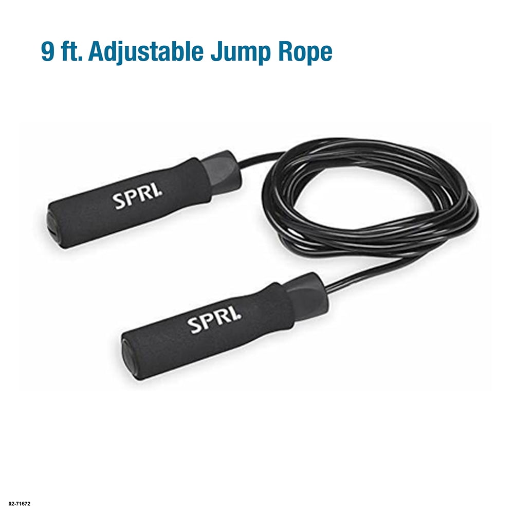 SPRI Home Gym Essentials Kit, Includes Jump Rope, Push-up Bars, Ab Wheel and Medium Resistance Tube
