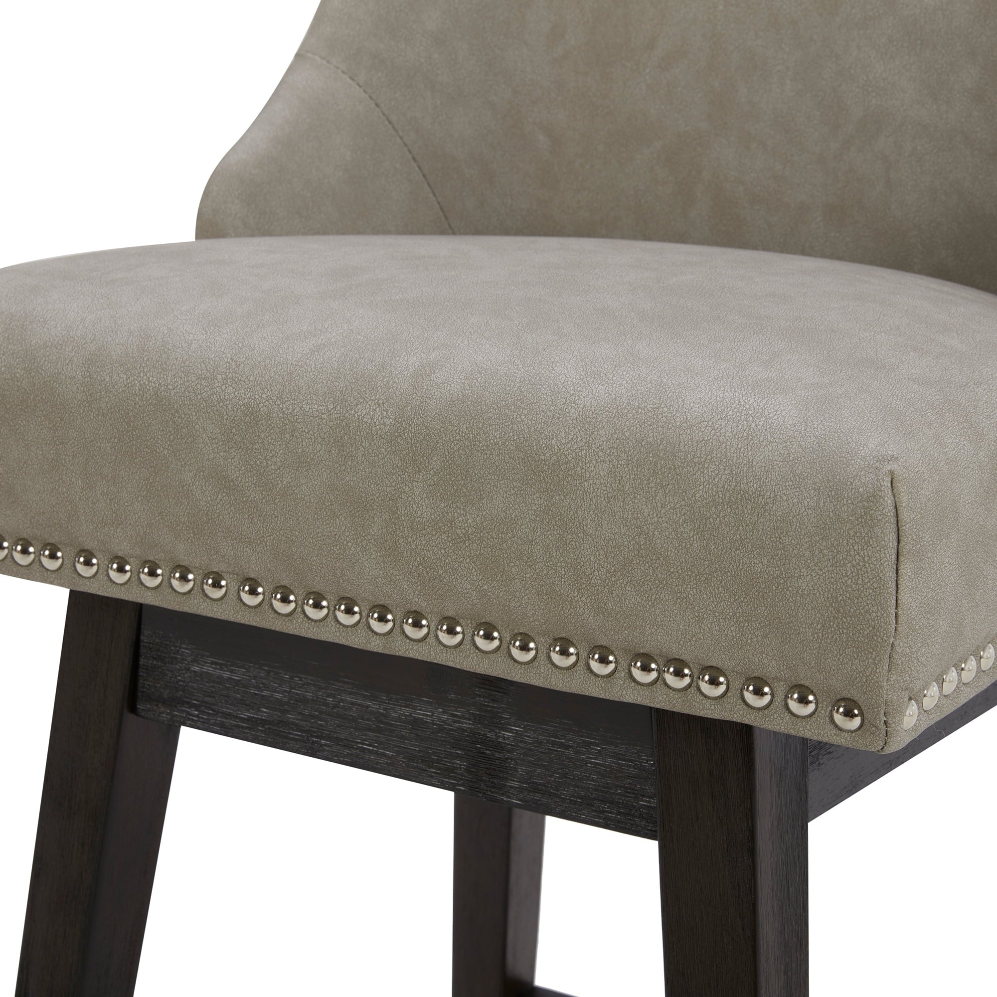 CHITA 26 inch Faux Leather Swivel Upholstered Counter Height Bar Stools with Full Back, Set of 2, Stone Gray