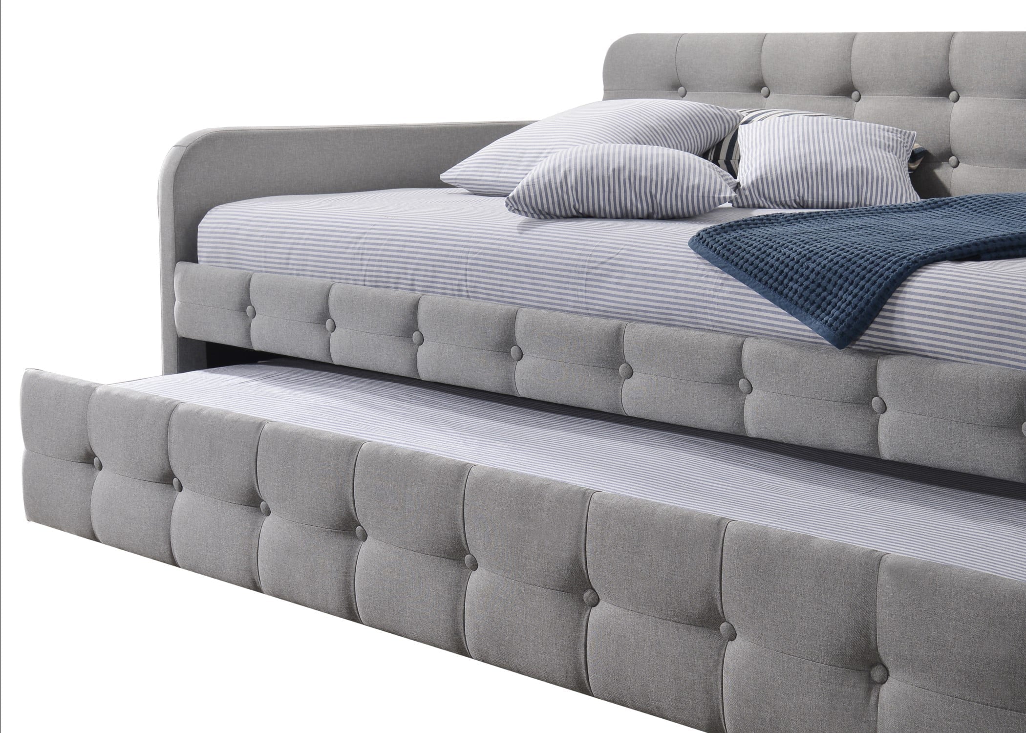 HMD Fulham Upholstered Twin Daybed with Trundle, Gray