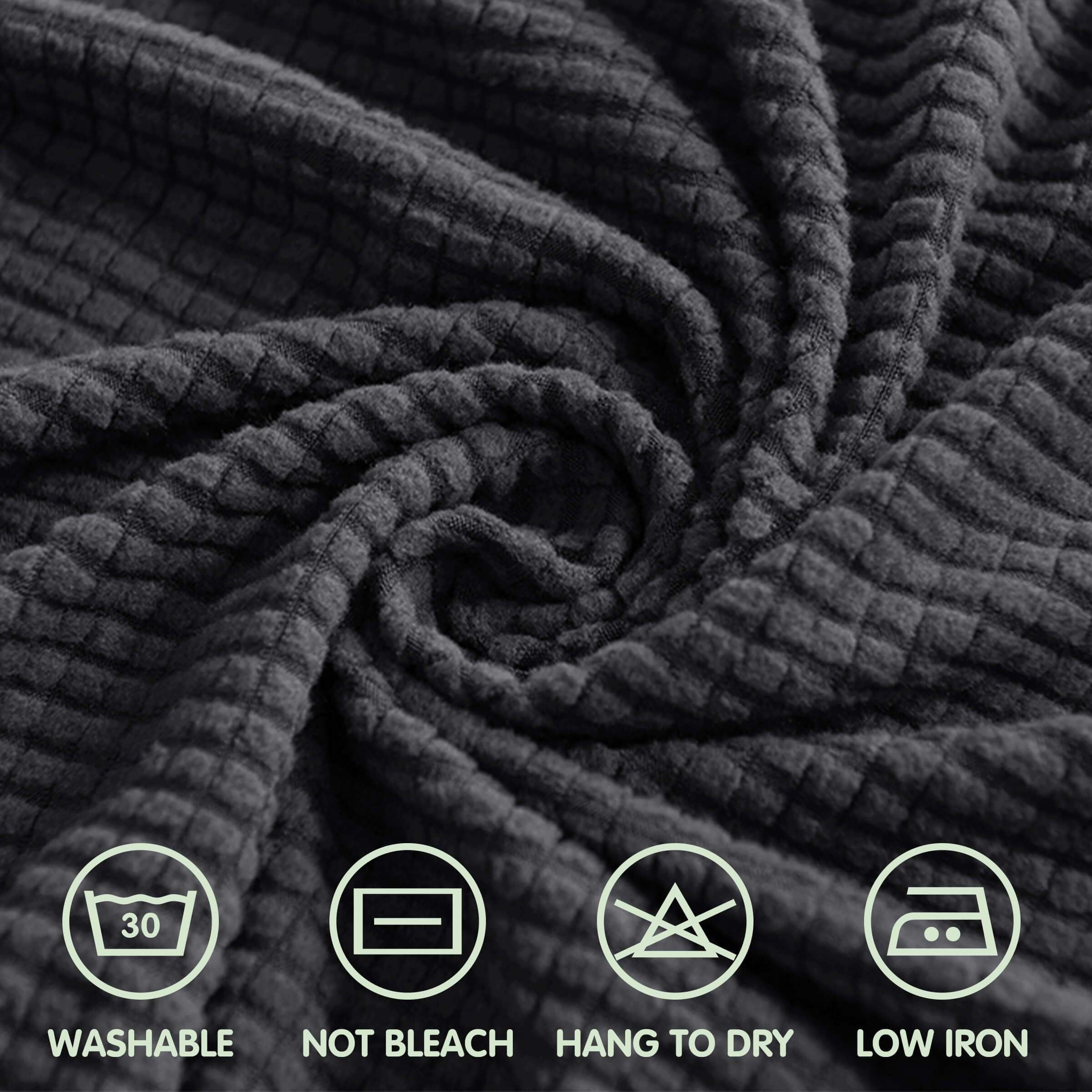 CHUN YI Stretch 2-Piece Checks Sofa Cover with Cushion Cover Slipcover, Sofa, Grey