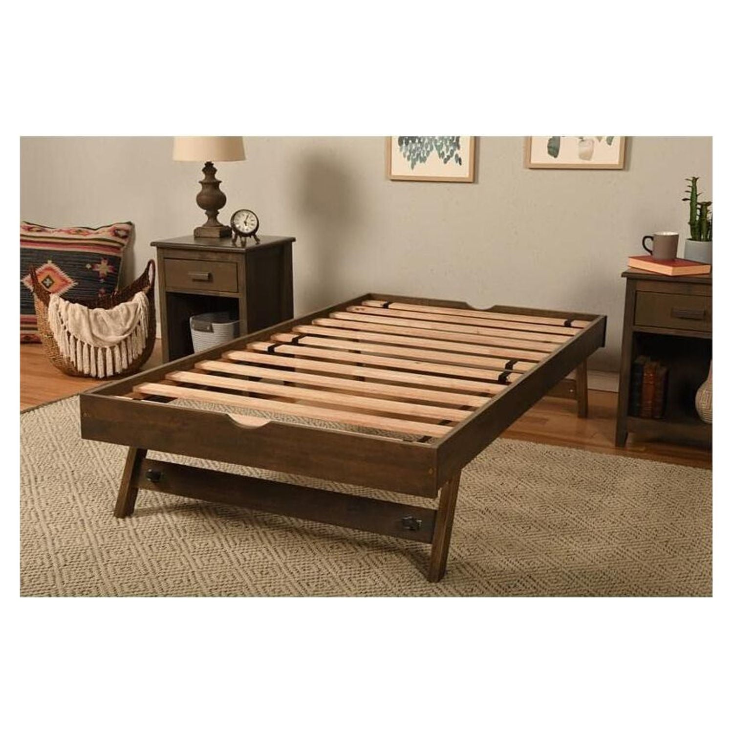 Kodiak Pop Up-Rustic Walnut Finish-Linen Stone Mattress