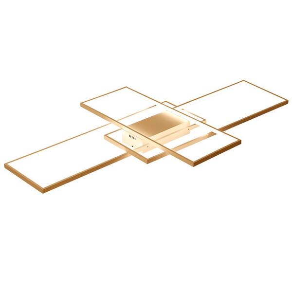 43.3 in. 1-Light Modern White Selectable LED Square Acrylic Dimmable Flush Mount Ceiling Light with Remote