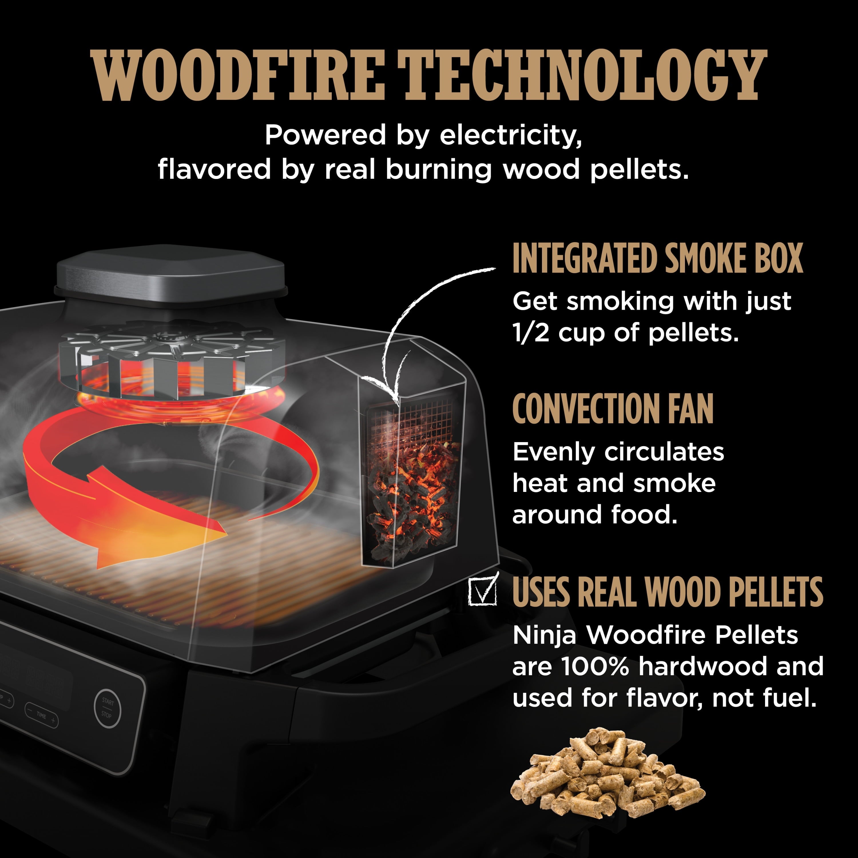 Woodfire Outdoor Grill & Smoker, 3-in-1 Master Grill, BBQ Smoker, & Outdoor Air Fryer with Woodfire Technology, OG700