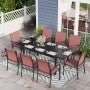 Sophia & William 9 Piece Patio Metal Dining Set Expandable Patio Dining Table and 8 Blue Textilene Chairs