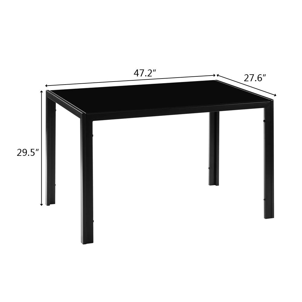 Ktaxon Modern Glass Dining Table For 4, Breakfast Rectangle for Small Kitchen Dining Room Black(Only Talbe)