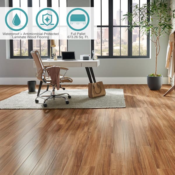 Defense+ Roselawn Teak 14 mm T x 5.2 in. W Waterproof Laminate Wood Flooring (673.3 sqft/pallet)