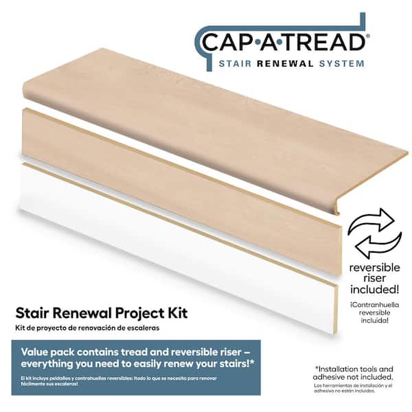 Vesinet/Ella By Ok/Bldr Pss Hck/Lxrs Pn 47in.Lx12.15in.Wx2.28in.T Laminate Stair Tread and Reversible Riser Kit Adhesive