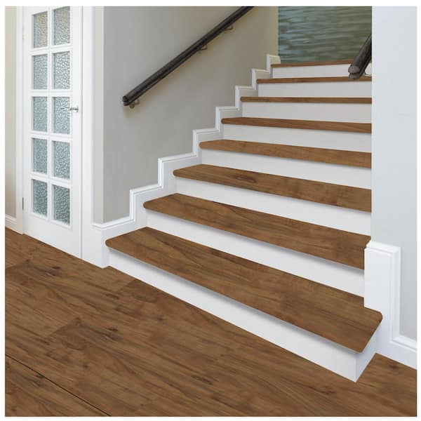 Cobblstone/Applwd/Catalina Acc/Hwiian 47in.Lx12.15in.Wx2.28in.T Laminate Stair Tread and Reversible Riser Kit Adhesive