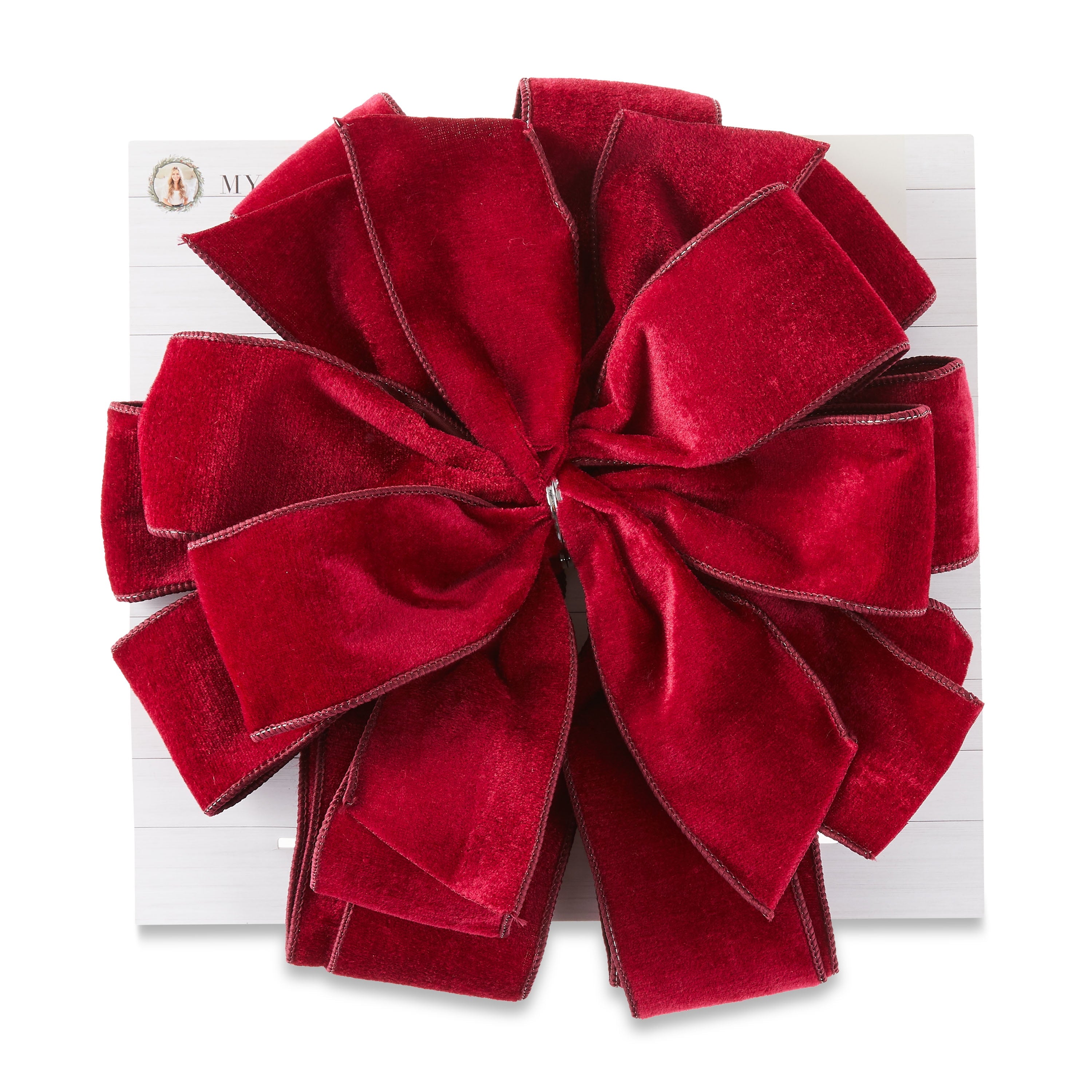 My Texas House Burgundy Velvet Tree Topper Bow, 28“