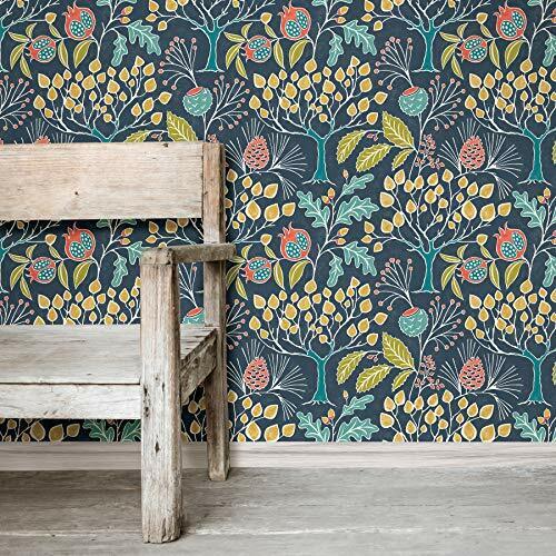 Nu3038 Groovy Garden Navy Peel Stick Wallpaper