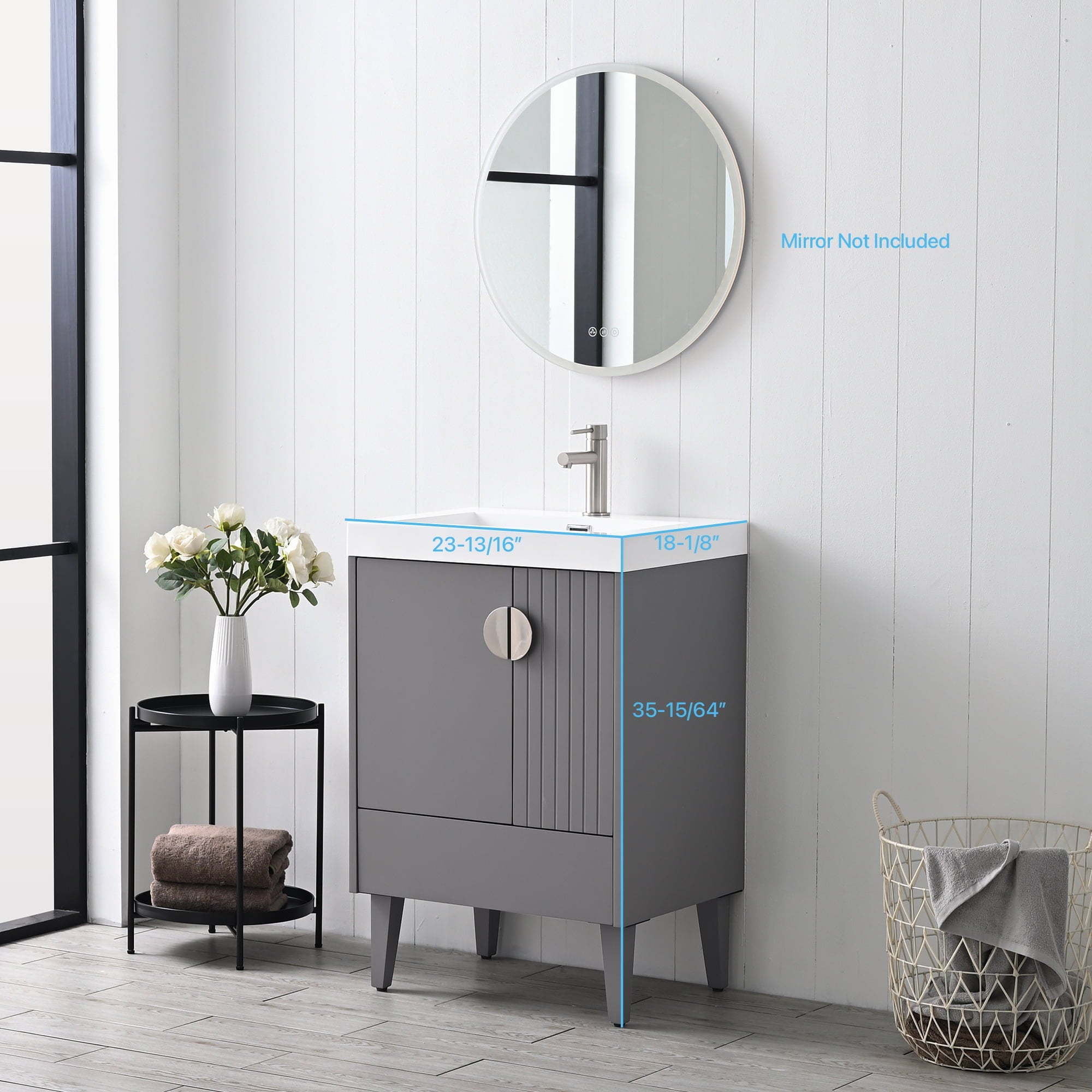 Blossom Kitchen and Bath Freestanding Bathroom Vanity with Sink, Wood Bathroom Vanity Cabinet with Acrylic Sink 24
