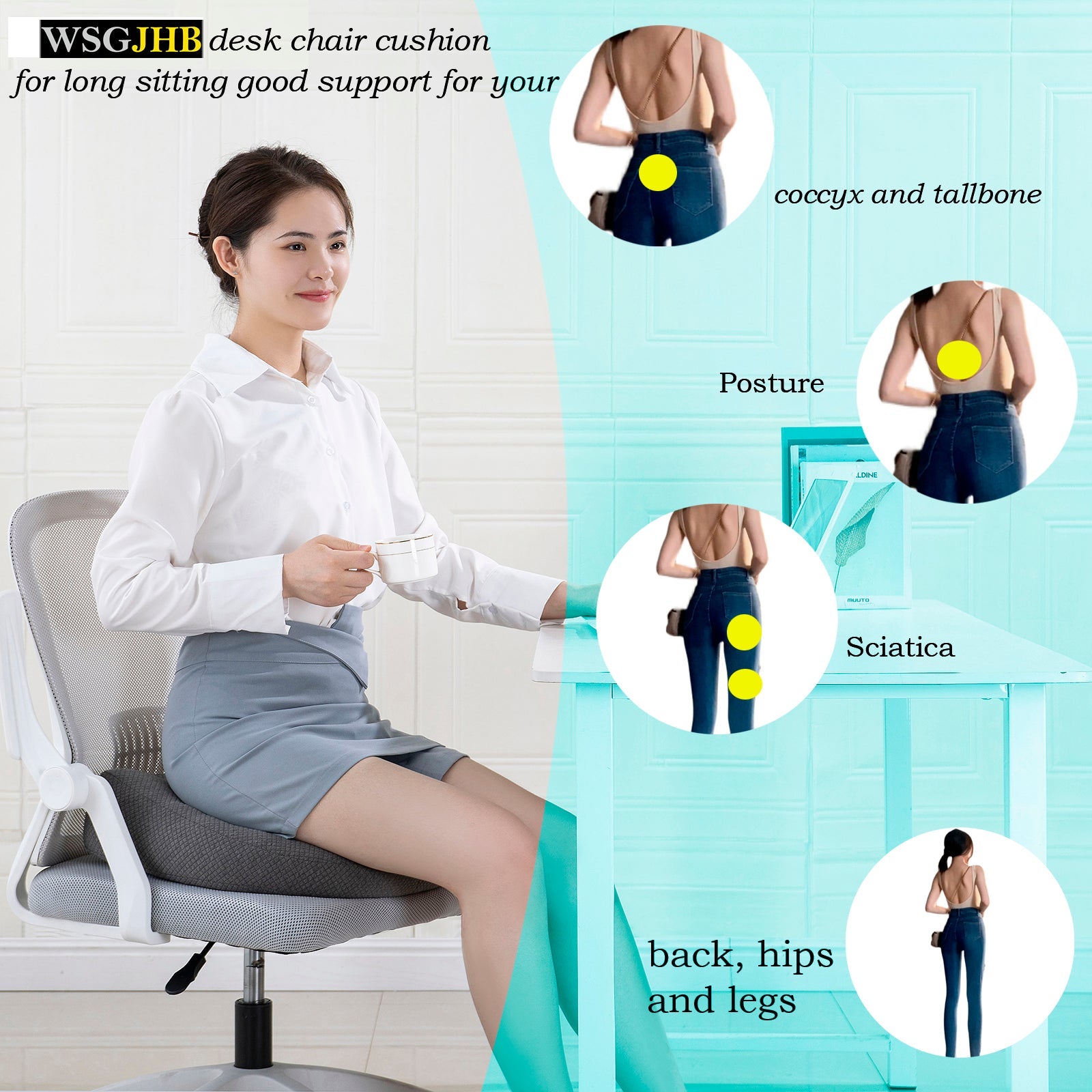 Adult Booster Seat Cushion, Car Seat Cushions for Short People/thick Office Chair Booster Seat Increase Field of View, for Trucks, Car, Office Chair, Home, Wheelchair,angle Lift Seat Cushion (grey)