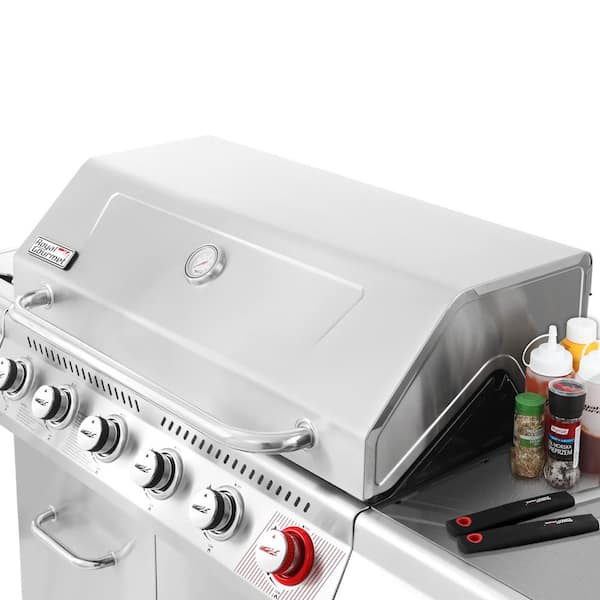 6-Burner Propane Gas Grill in Stainless Steel with Sear Burner and Side Burner