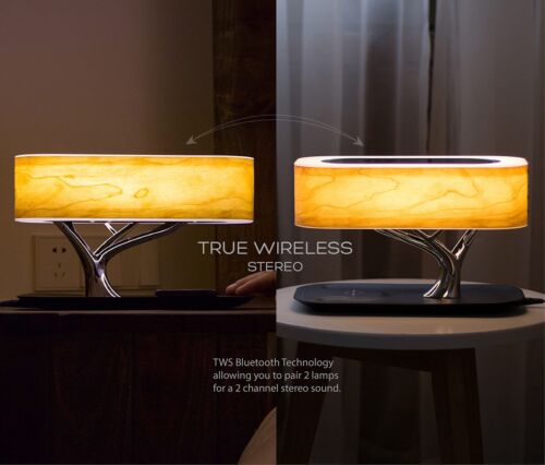 MODIRNATION Bonsai Modern LED Bedside Smart Table Lamp with Built-in TWS Blue...