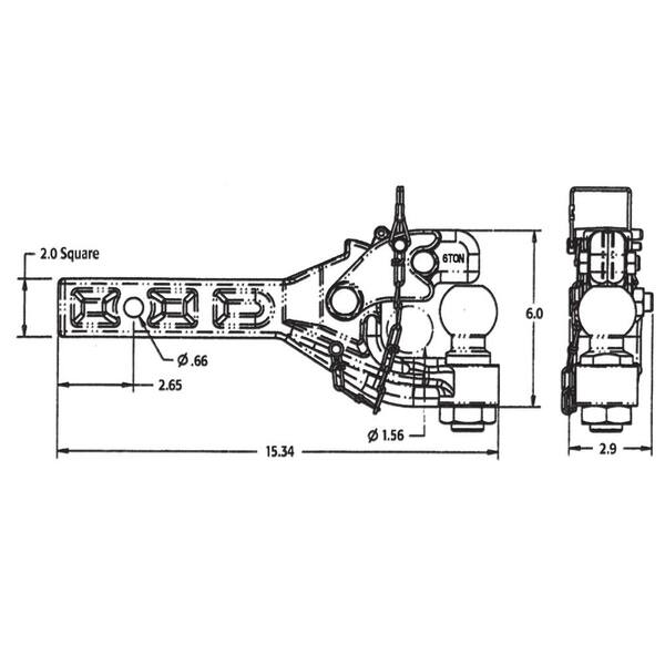 2 in. 6-Ton Chrome Receiver Mount Combination Hitch Ball