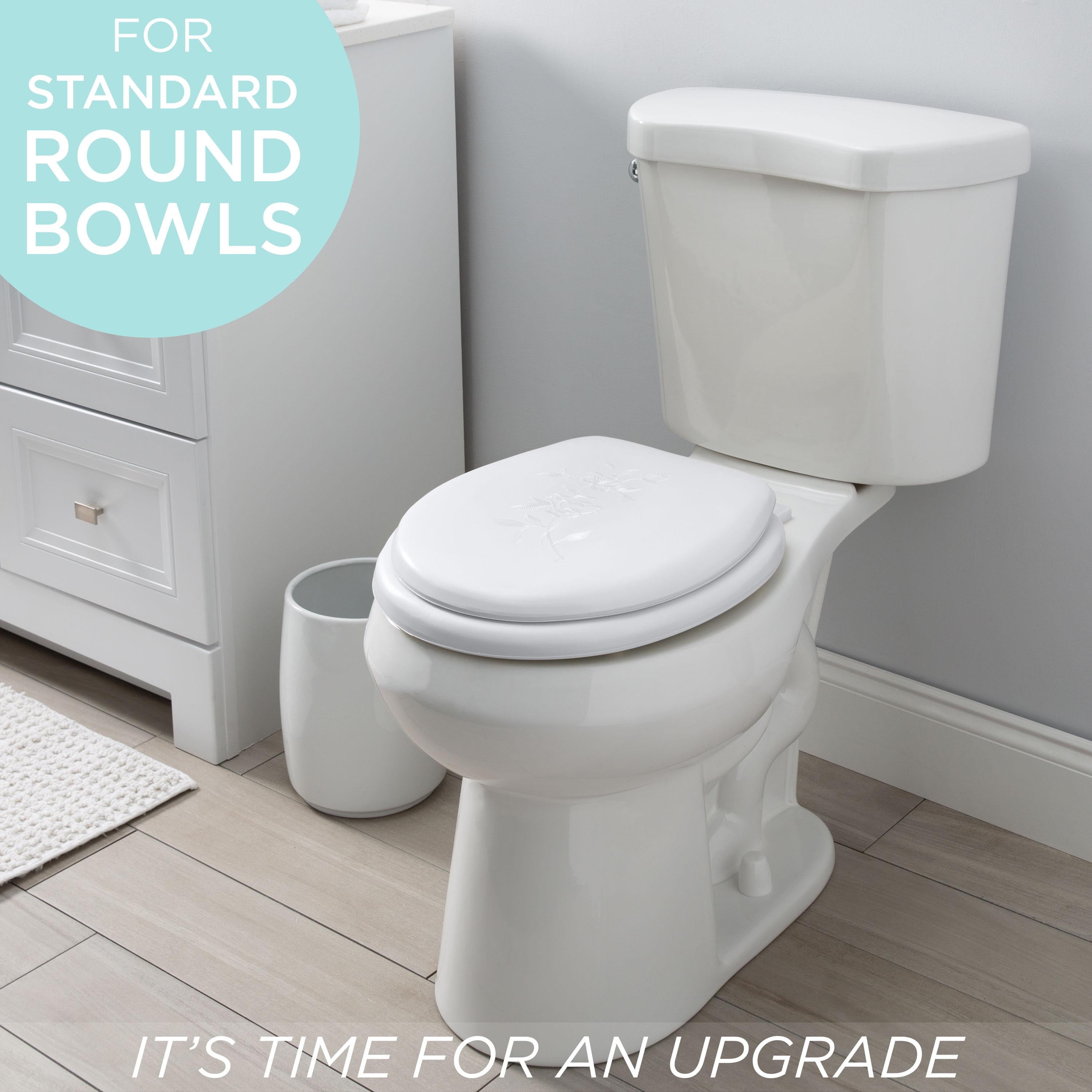 Bath Bliss Extra Soft Vinyl Standard Round Toilet Seat in White